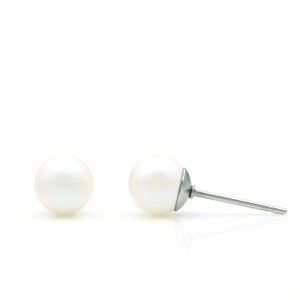 Iridescent Pearl Studs | 6mm Swarovski Pearl | Dainty White Pearl | Small Pearls